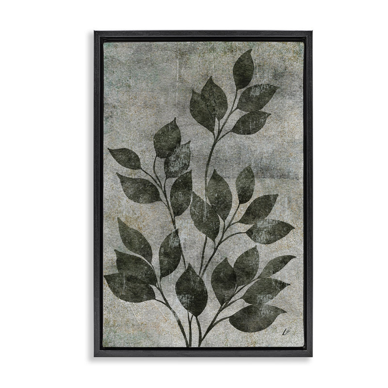  Toile rustique «Love & Leaves» par Lydia Orange, Cadre flottant noir de jais, H 25 po x l 17 po