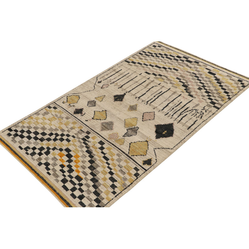 Moroccan Hand Knotted Silk Geometric Area Rug, Rectangle 10' x 14'