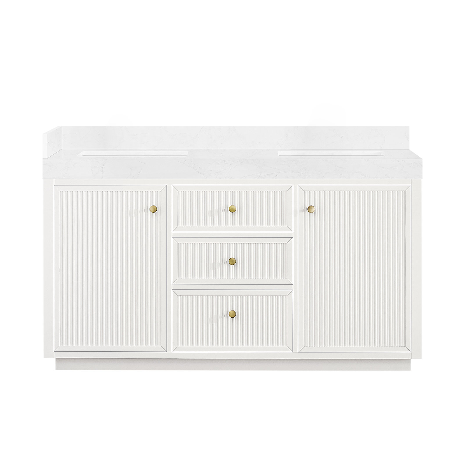 Thea 60" Solid Wood Double Sink Bathroom Vanity, White