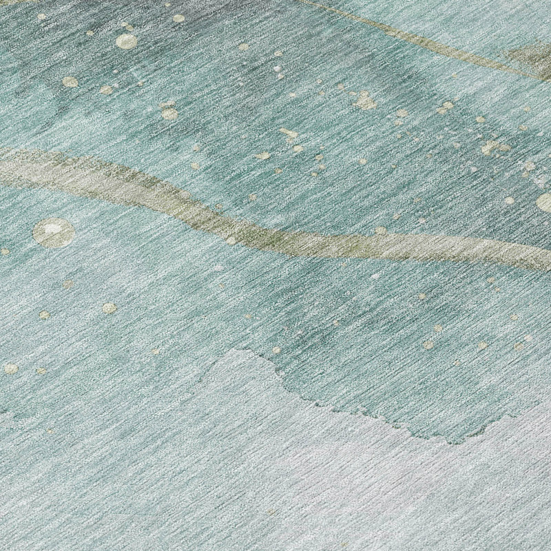 Tapis lavable intérieur / extérieur bleu sarcelle Marvelle , 10 pi x 14 pi