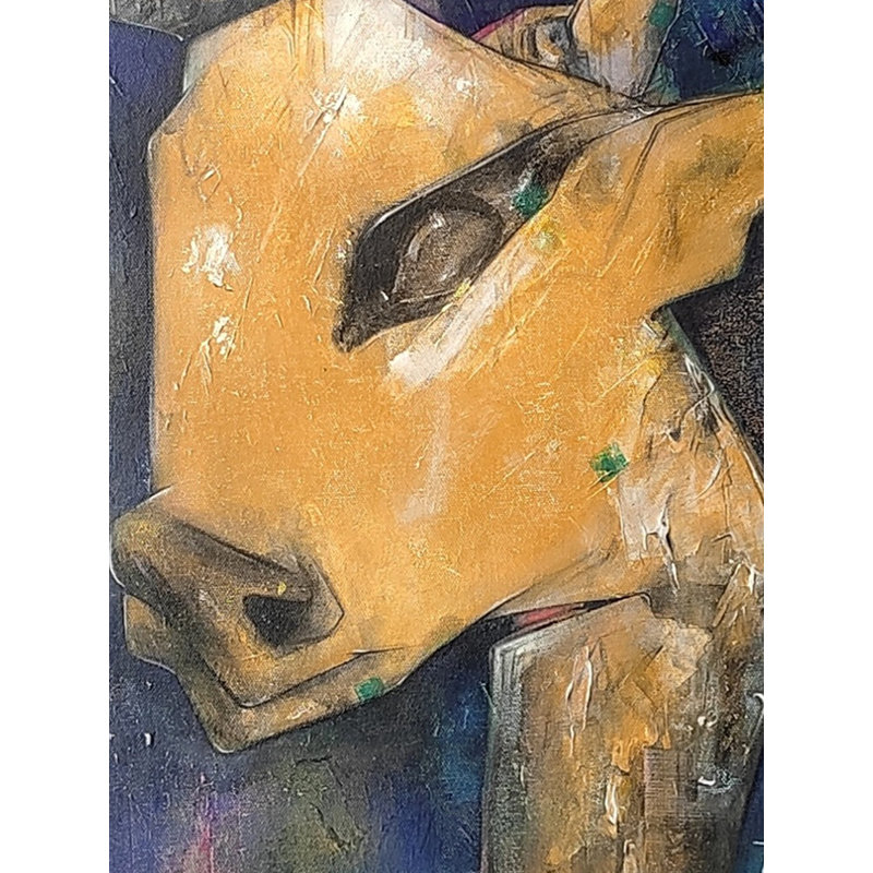 Tête de cerf | Technique mixte sur toile | Par Dhananjoy Das