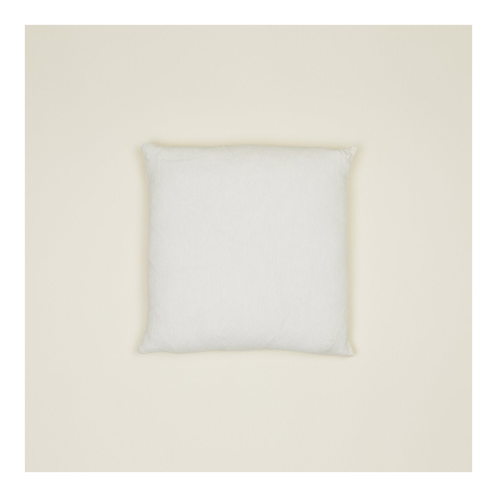 Simple Embroidered Linen Throw Pillow, Ivory, Square 22"