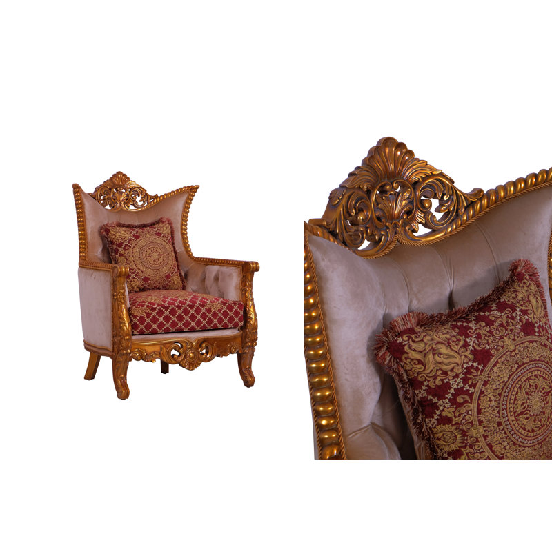 Modigliani Armchair, Red/Burgundy/Gold