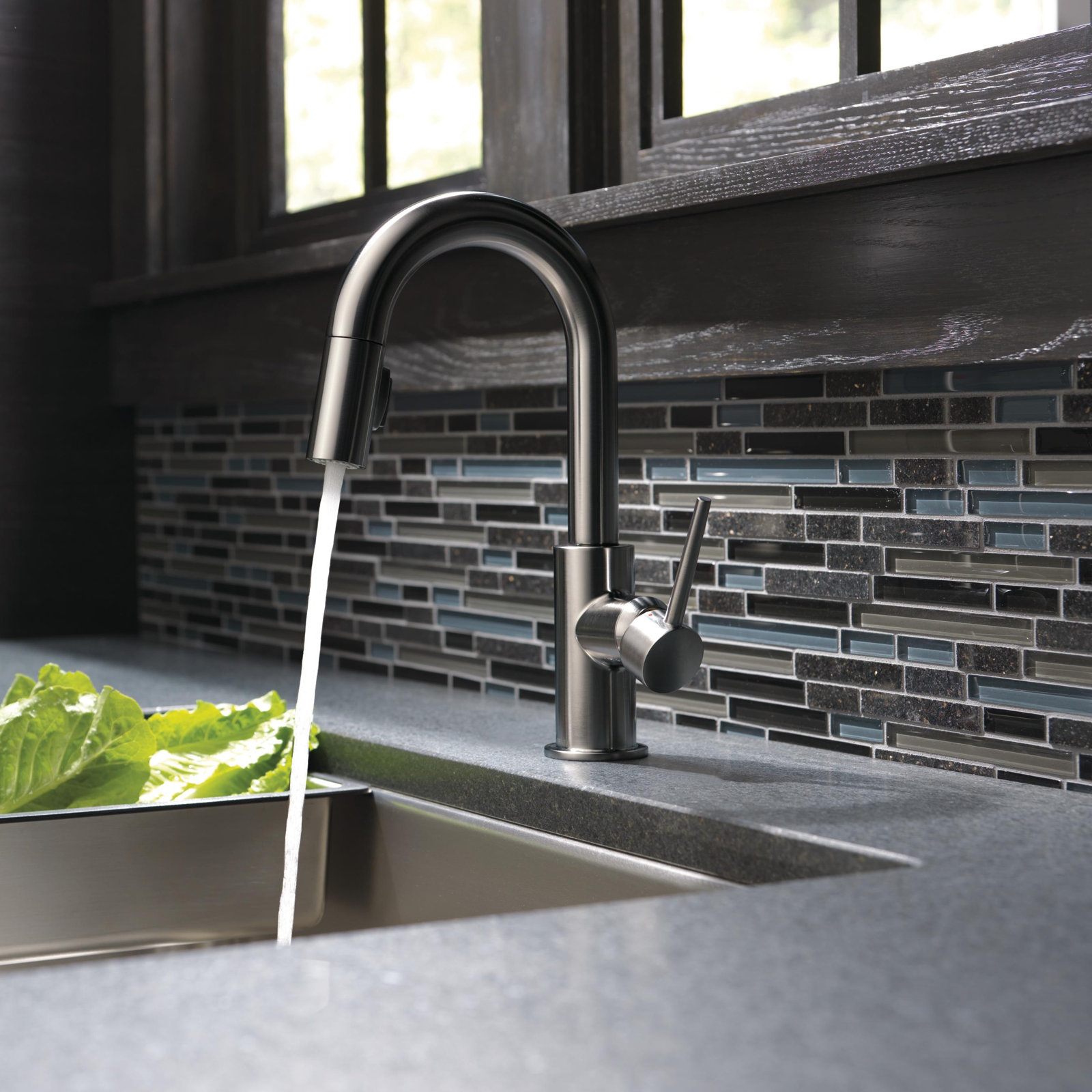 Trinsic Pull-Down Bar Faucet, Black Stainless