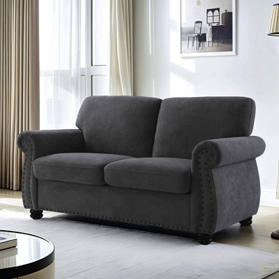 Soft Velvet Sofa, Upholstered Couch With High-Density Foam, Loose Back Cushions And Solid Wood Turned Legs, Chic Living Room Furniture For Home, Apartment And Office