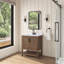Meuble-lavabo Vegas 30 po à lavabo simple, fini noyer épicé, comptoir en pierre reconstituée blanc tourterelle, quincaillerie noire mate-136247903-136247906