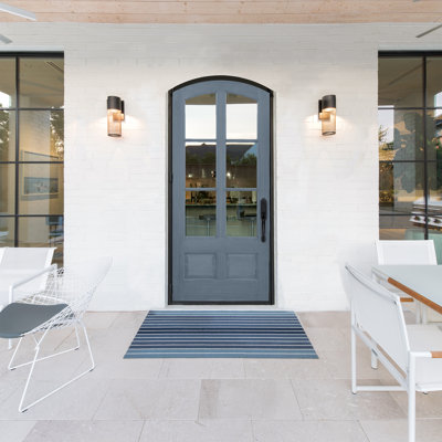 Acadian Arch Top Unfinished Veneered Mahogany Prehung Front Entry Door by Prestige Door
