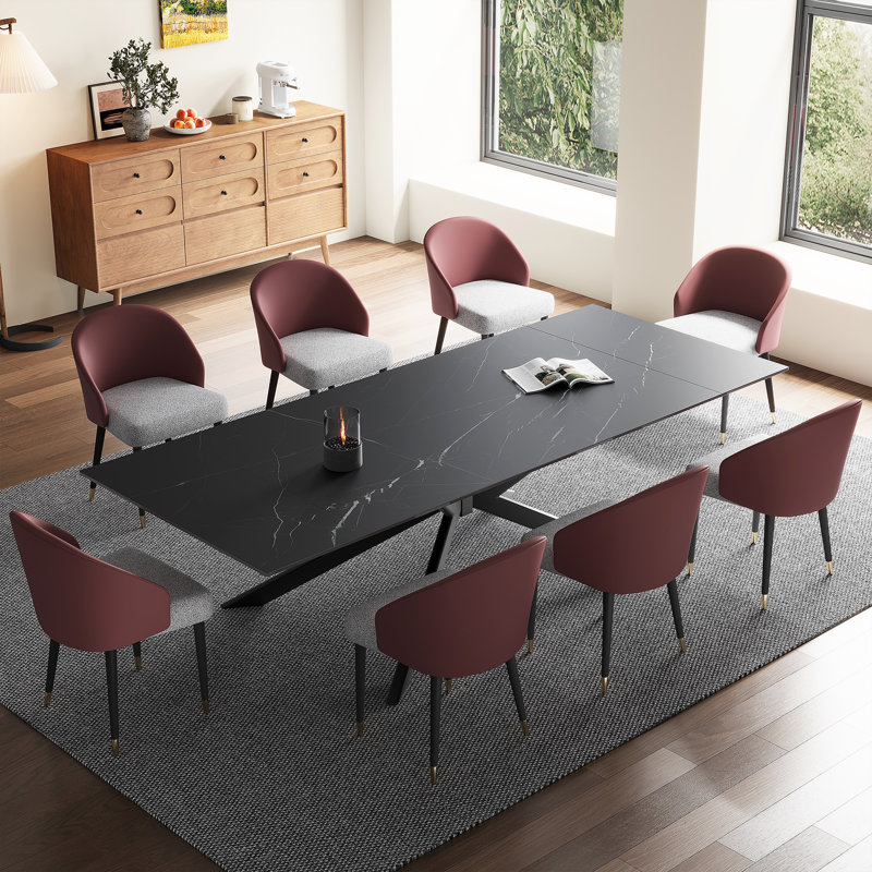 Table de salle à manger Majour , Noir, Rouge / Gris
