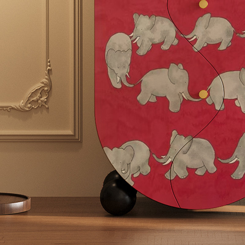 Armoire de rangement en bois Auspicieuse éléphant