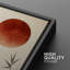 «Red Sun with Flying Cranes and Bamboo in Asian-Inspired Landscape», reproduction d'art sur toile encadrée-120783913-120783918