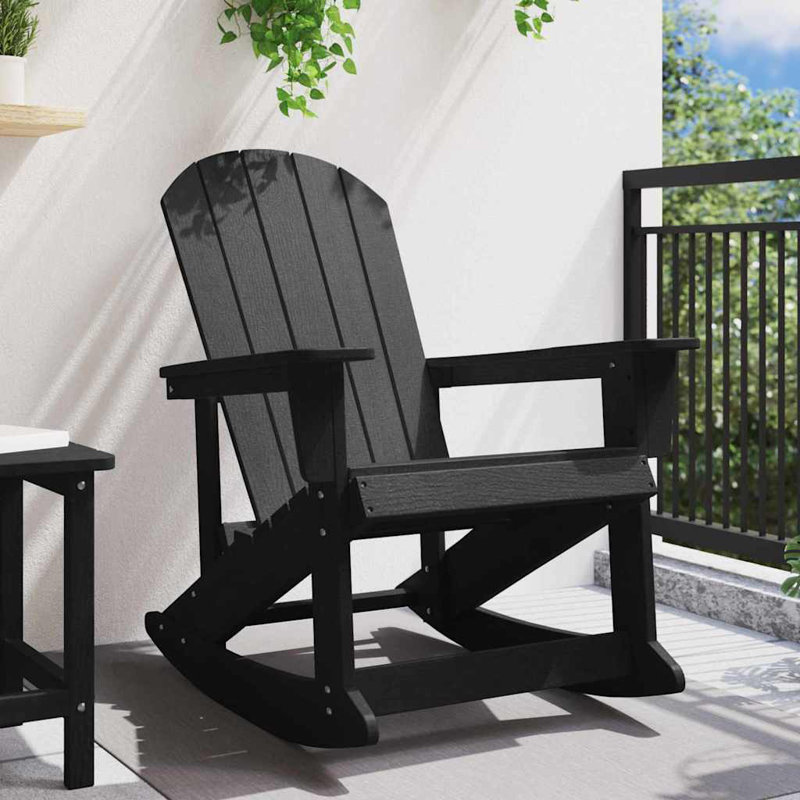 Adirondack Rocking Chair HDPE Outdoor Furniture Garden Seating Terrace, Black