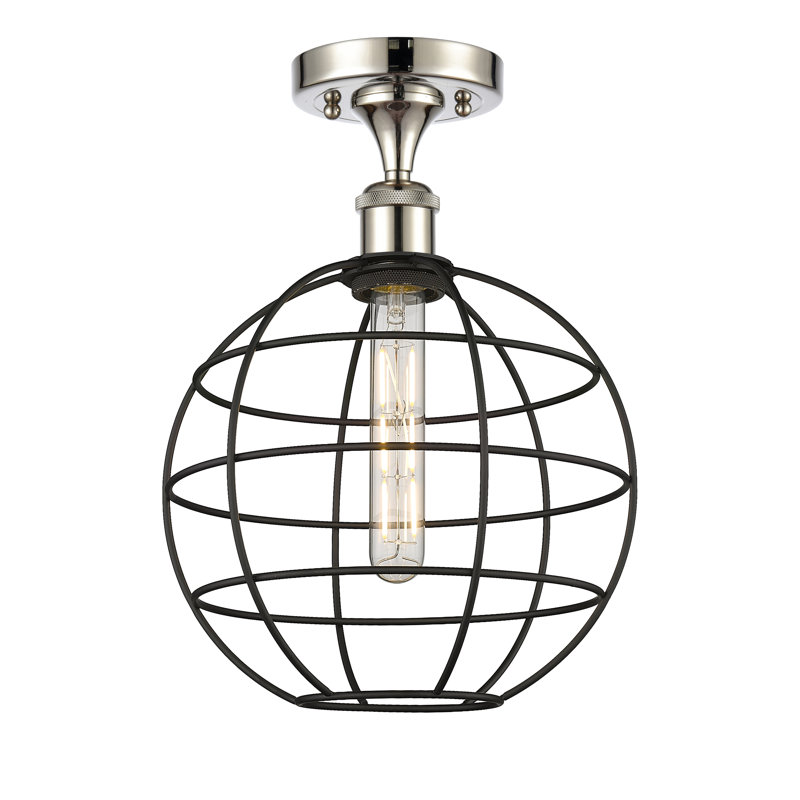 Ariyauna Semi Flush Mount, 14" H x 10" W x 10" D, Polished Nickel