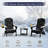 Set of 2 Folding Adirondack Chairs, Wood Texture, Cup Holder, All-Weather HDPE, Black-1733269537