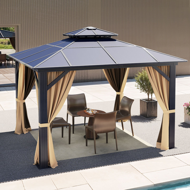 Double Roof With Aluminum Frame Patio Gazebo, 10ft W x 10ft D