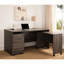 Bureau d'ordinateur mobile en bois vieilli gris pour bureau à domicile, avec quatre roulettes et un bureau à panneaux de couleur grise, avec un look moderne