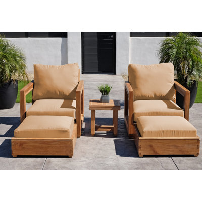 Ensemble de conversation en teck avec coussins Sunbrella 5 pièces Crelake