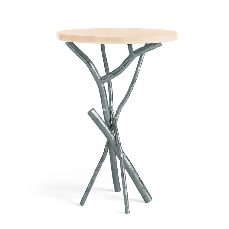 Brindille Wood Top Accent Table, Vintage Platinum, Maple Natural