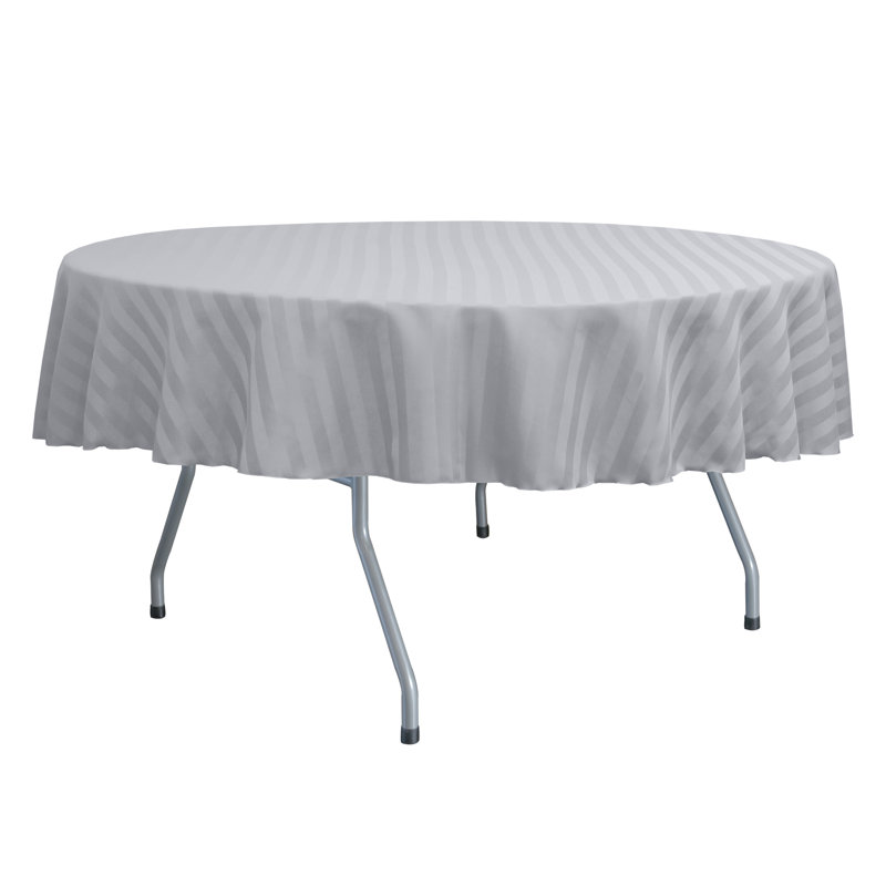 Latitude Run® Satin-Stripe Tablecloth Round, 84" x 84", Gray, 1