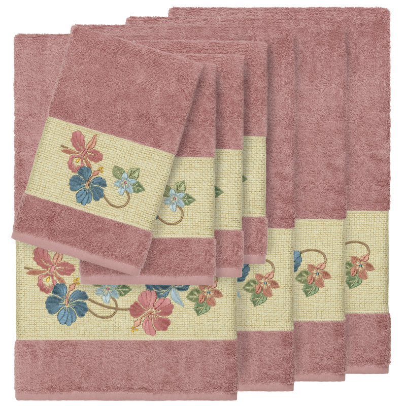 Caroline 8 Piece Turkish Cotton Towel Set, Tea Rose