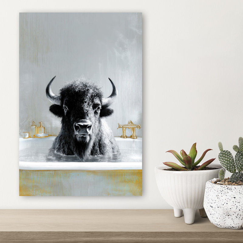 Bison Bath Time, 18" H x 12" W