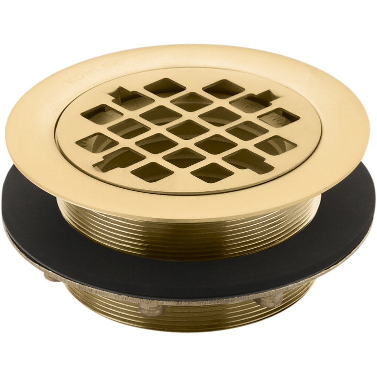 Kohler Round Shower Drain for Use with 2" Metal or Plastic Pipe, Gasket Included