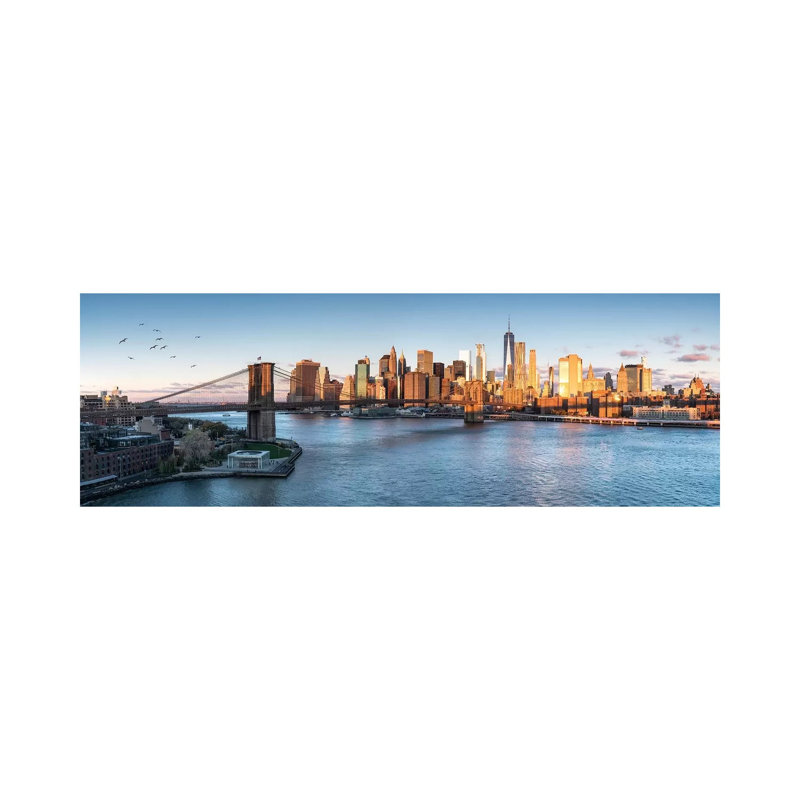 Brookyln Bridge And Manhattan Skyline by Jan Becke - Wrapped Canvas Panoramic Gallery-Wrapped Canvas Giclée