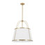 Lustre style campagne moderne 5 lumières avec abat-jour en tissu blanc cassé-1381766224