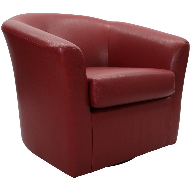 Fauteuil demi-tonneau pivotant de 32 po Agee, Similicuir rouge