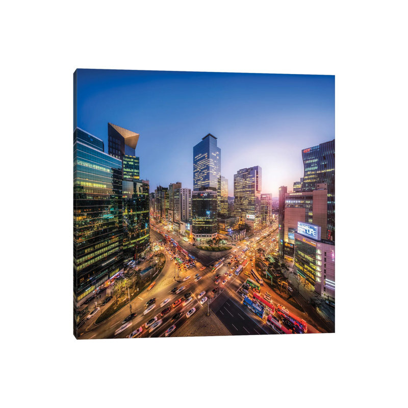 Gangnam la nuit, Séoul, Corée du Sud, H 12 po x l 12 po x P 0,75 po