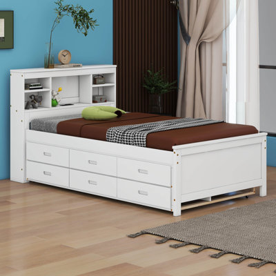 Lit plateforme simple avec tête de rangement Hugborg