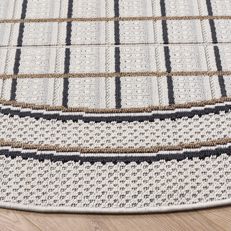Veranda Performance Plaid Indoor Rug, Round 6'7"