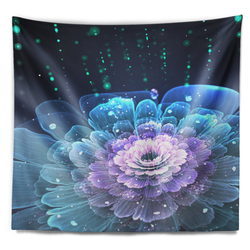Tapisserie florale avec des gouttes d'eau, H 50 po x l 60 po