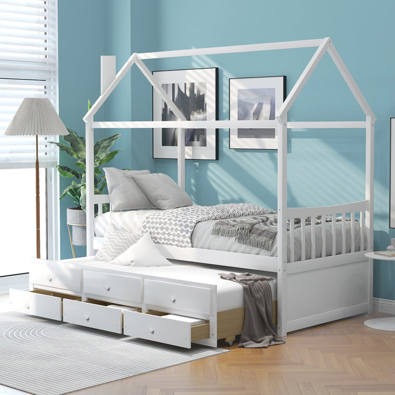 Lit plateforme simple avec lit gigogne Gaphna par Harper Orchard, Blanc