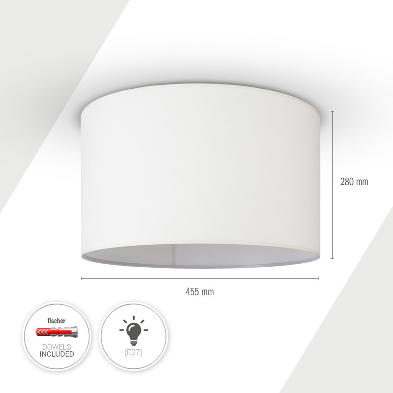 Danberry Fabric Flush Ceiling Light, White