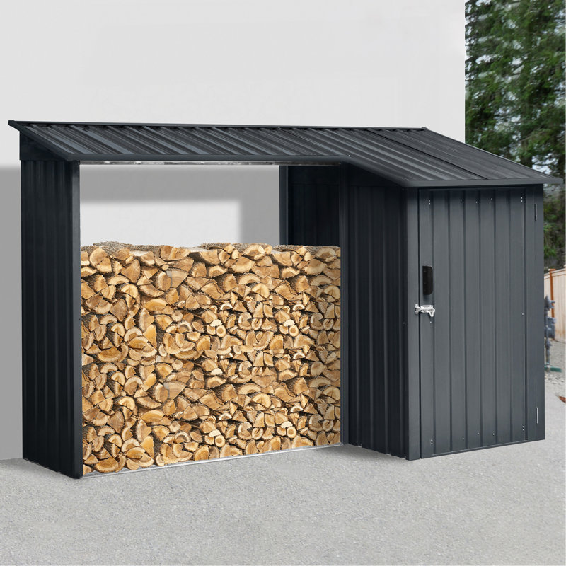 Support extérieur en acier pour le bois de chauffage et remise en métal