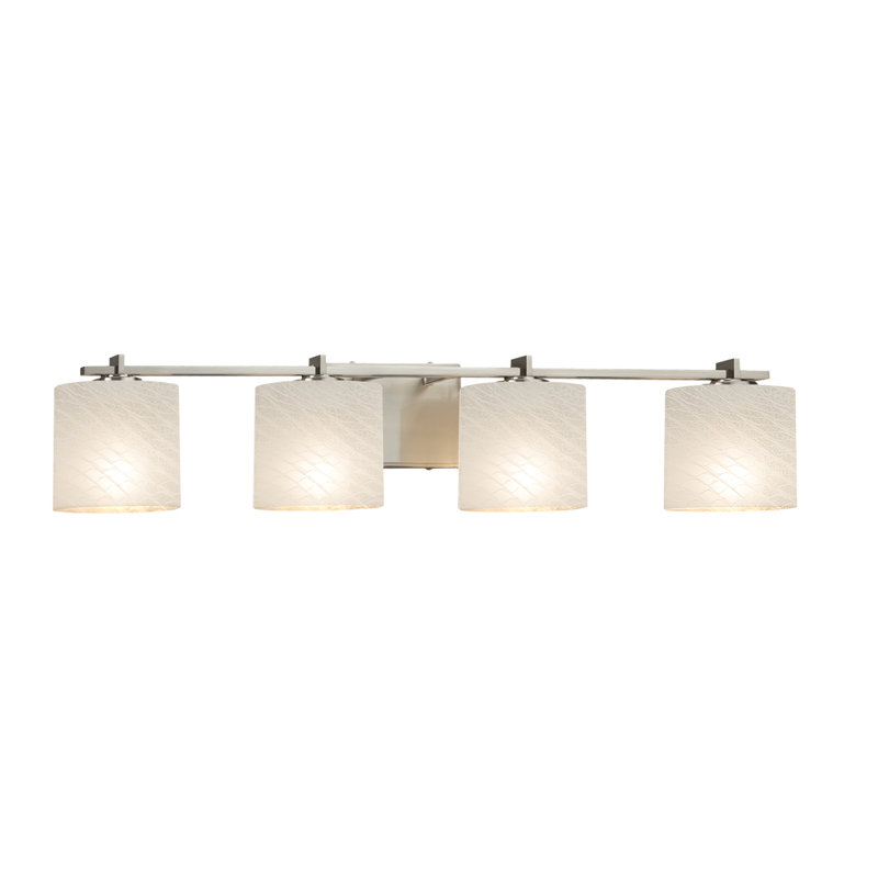 Éclairage pour salle de bain à intensité variable 4 lumières Casson, Nickel brossé, Craquelé givré, Non