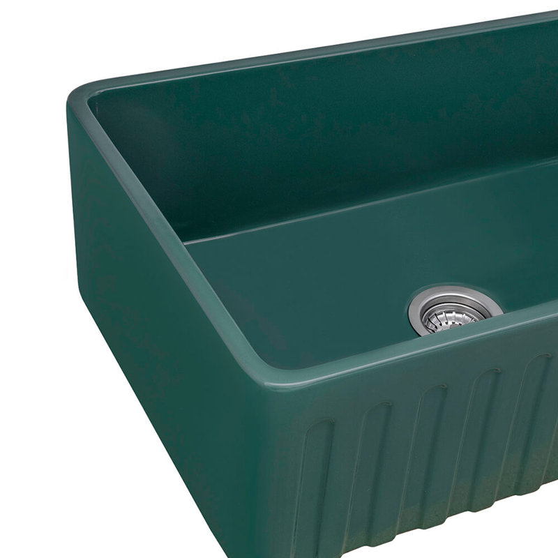 Ruvati 30 x 20 inch Fireclay Reversible Farmhouse Apron-Front Kitchen Sink - Emerald Green