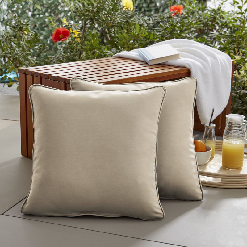 Selene Outdoor Reversible Throw Pillow, Fresco Tan, 24" H x 24" W