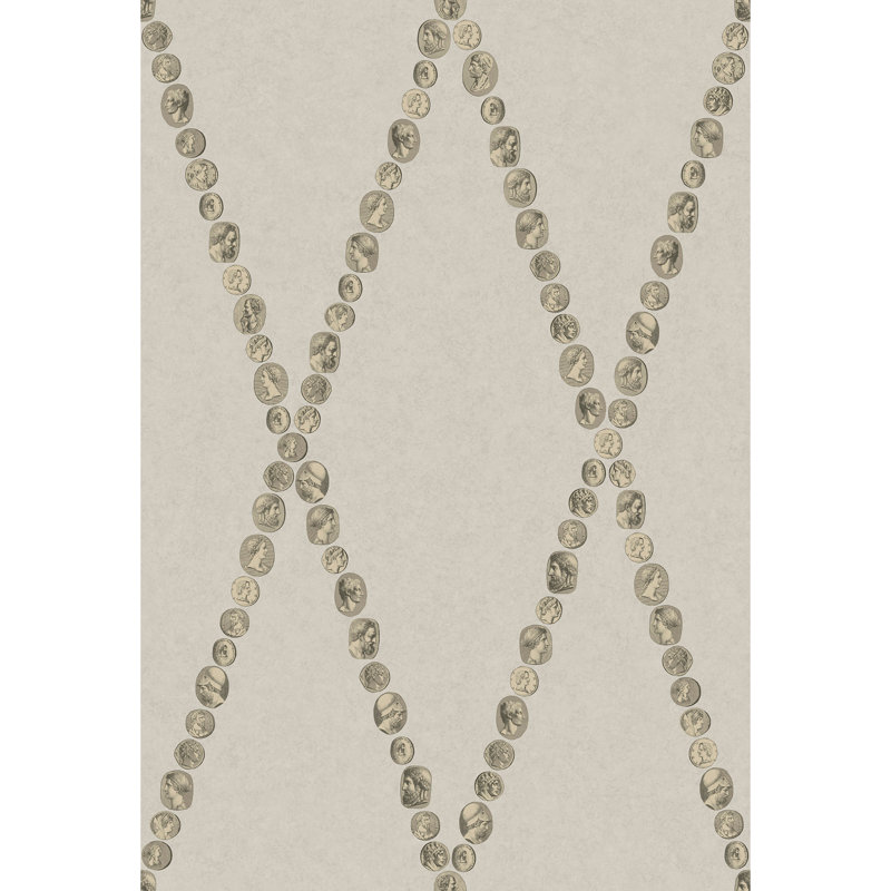 Fornasetti Senza Tempo II Wallpaper Roll, Soft Gold/Stone