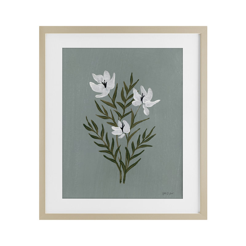 «Slate Blue Little Flower», reproduction encadrée sous verre, design par Yvette St. Amant, H 21 po x l 17 po