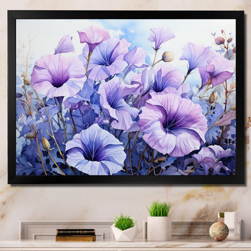 " Purple Morning Glory Graceful III ", H 12 po x l 20 po x P 1 po, Cadre simple noir