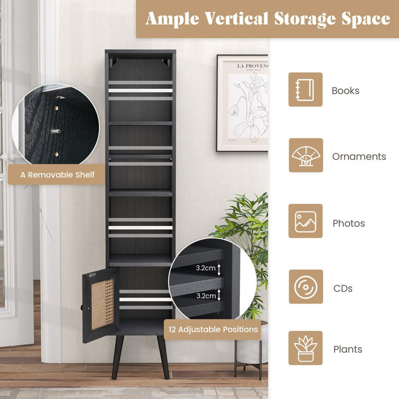 Komurcu 137cm H x 29cm W Standard Bookcase, Black