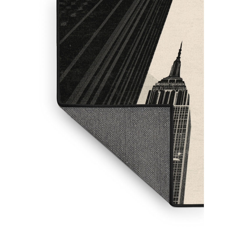 Tapis moelleux moelleux à motif géométrique Art Deco brun - reliure noire, Carré 4 pi