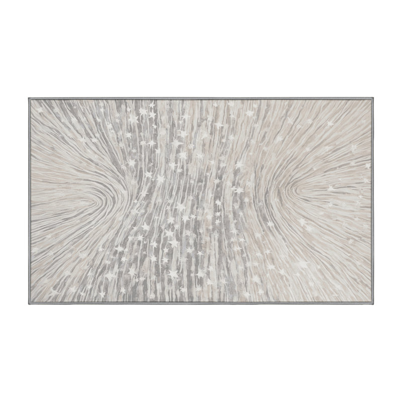 Machine Washable Gray Area Rug, Rectangle 3' x 5'