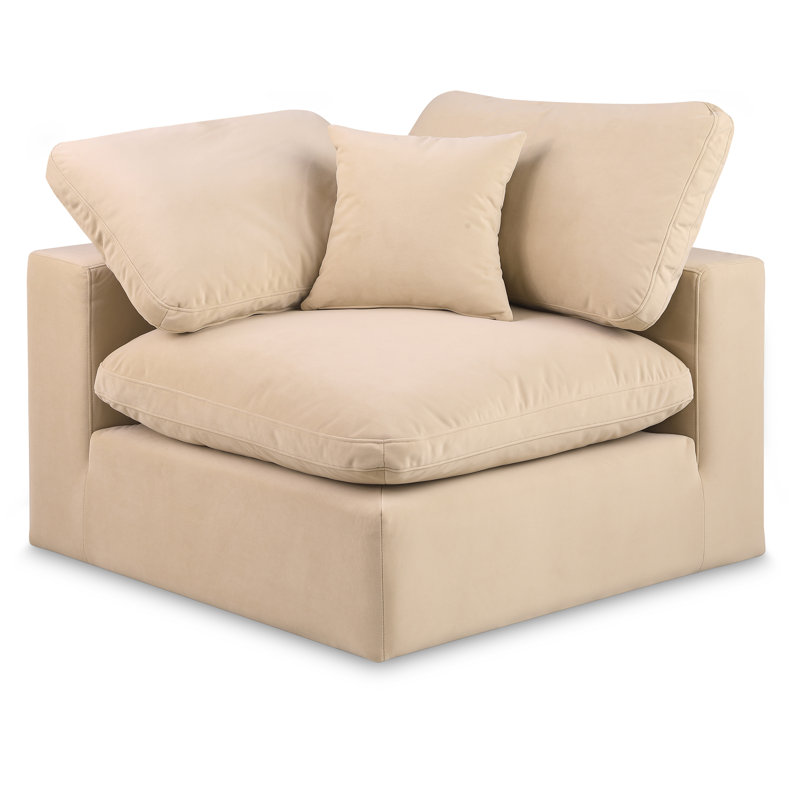 Chaise d'appoint en velours 40 po, Velours beige