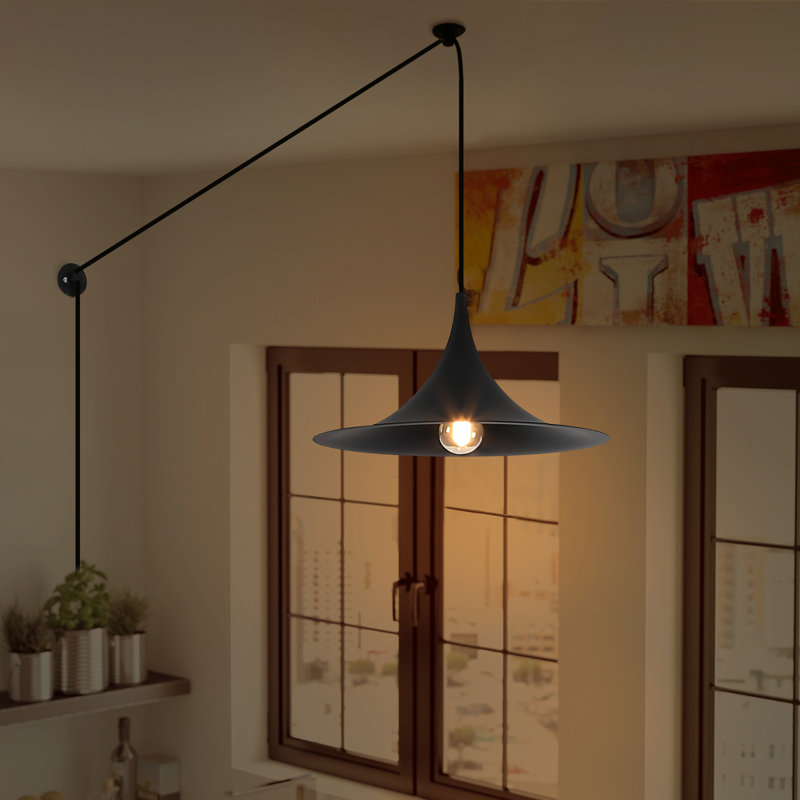 Luminaire suspendu suspendu moderne à cordon réglable de 18,5 po Modern, noir