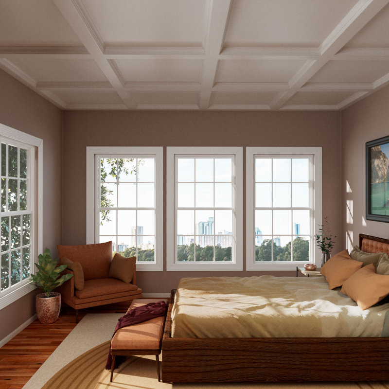 Gray Fluted Polyurethane Window and Door Casing Set