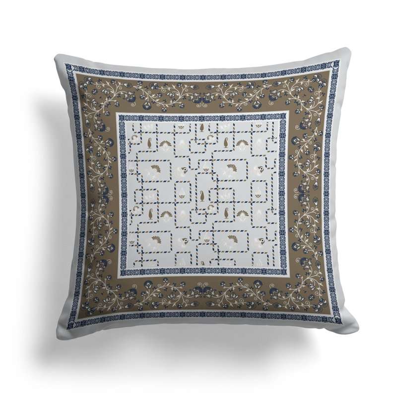 Coussin Imperial, H 18 po x l 18 po, Orange / argenté