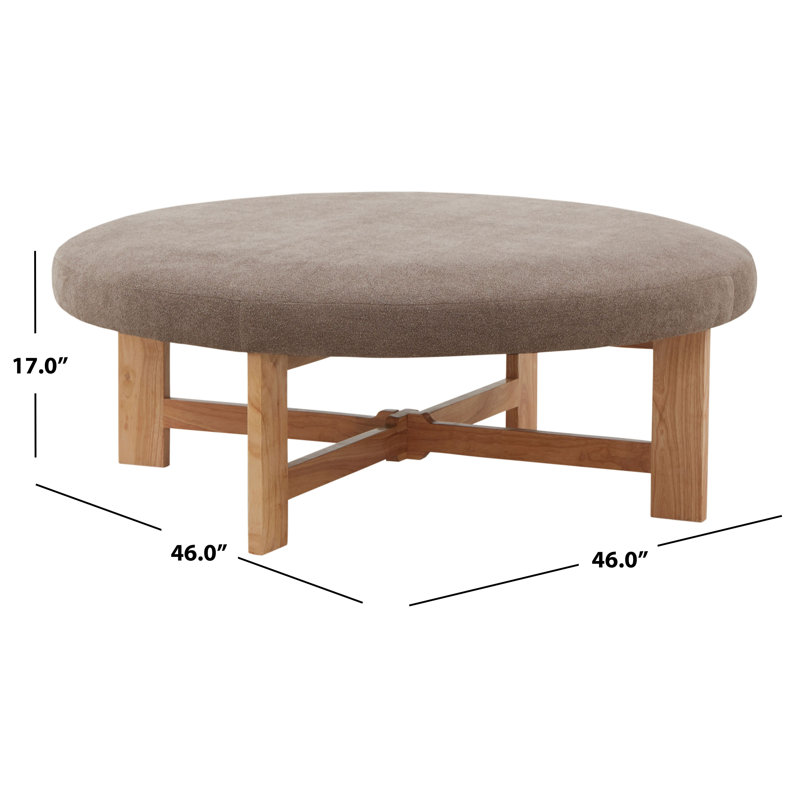 Vinny Round Ottoman, Dark Ivory Boucle