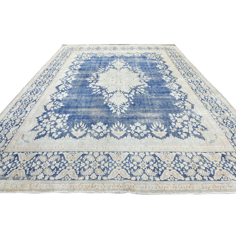 Tapis oriental bleu unique 10X12 One-of-a-Kind